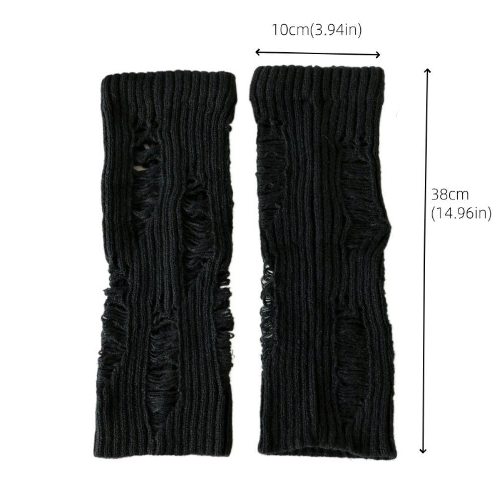Elastic Ripped Leg Warmers Women Subculture Pile Up Mid Tube Socks Warm Stockings Knitted Broken Hole Socks Streetwear