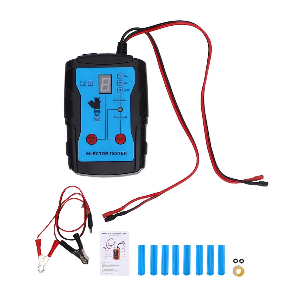 Fuel Injector Tester Cleaner Tool with 8 Cleaning Adapters 4 Pulse Modes 12V for Car Engine Replacement for Common Auto
