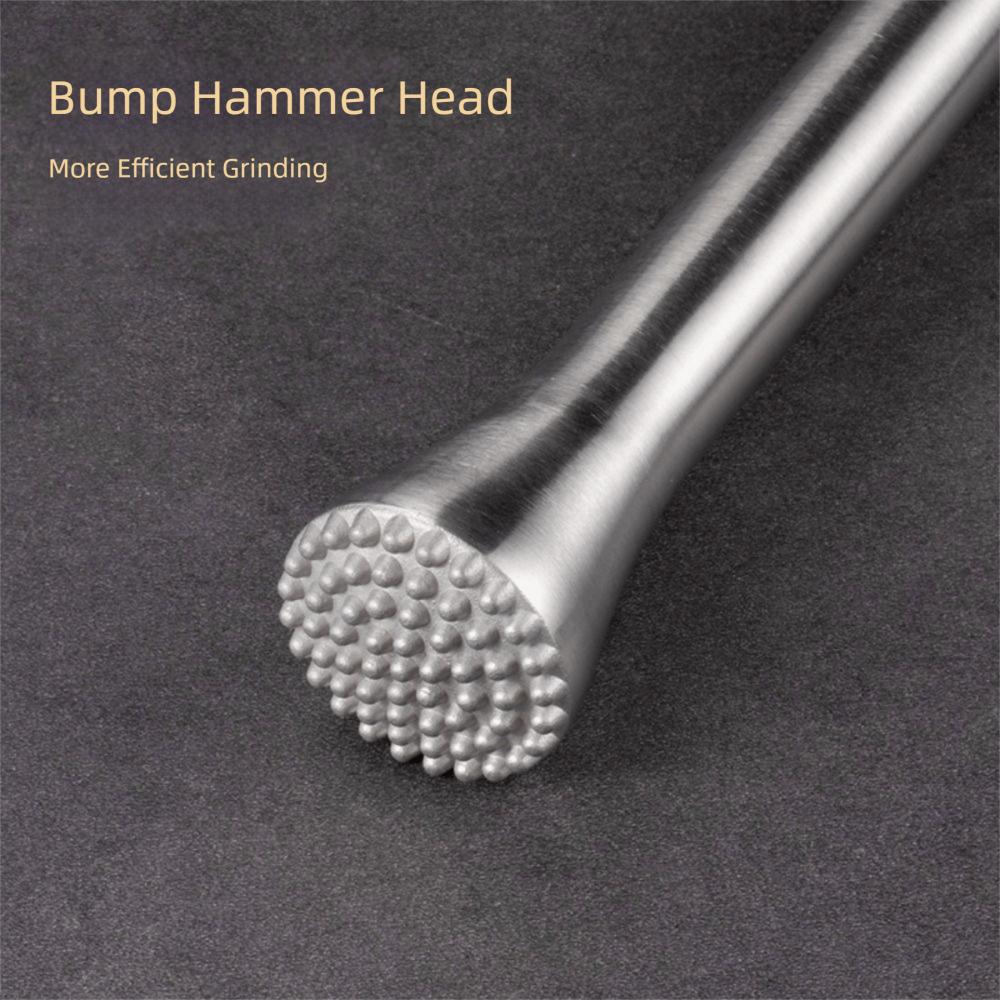 Anti-Slip Wood Handle Cocktail Muddler 304 Stainless Steel Fruit Masher Commercial