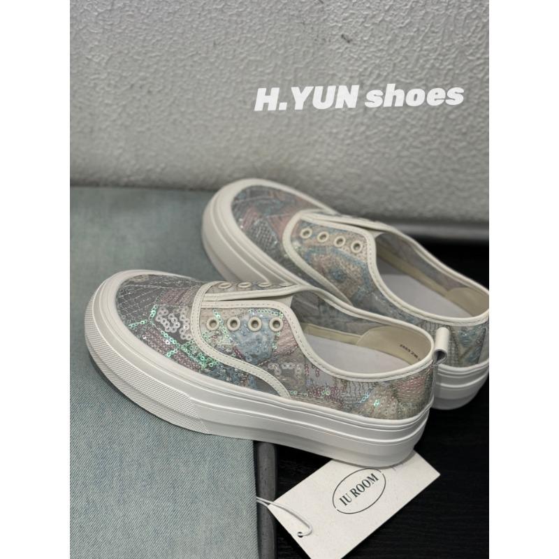 Sequins women's summer breathable mesh mesh shoes new versatile casual soft sole one-pedal lazy shoes