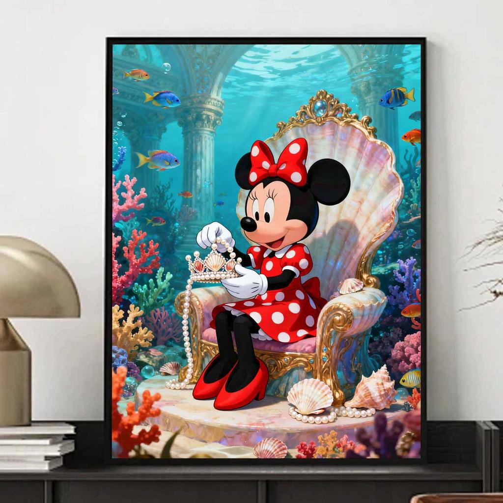 Disney diamond painting kit handmade diy5D home decoration gift unique undersea throneMinnie pearl crown.