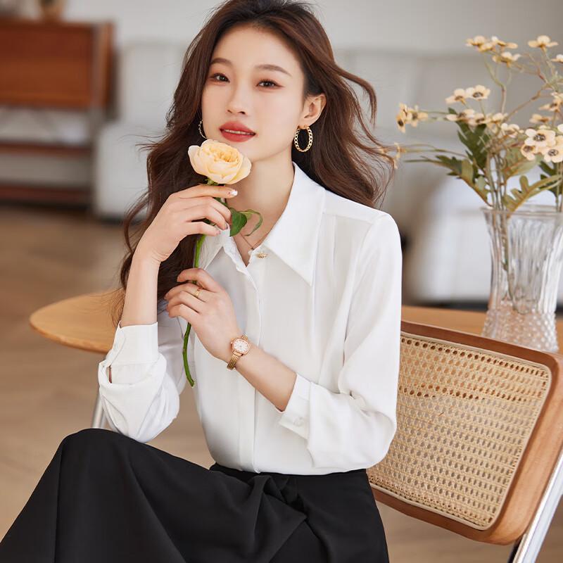 Women's Elegant Long Sleeve Solid Commuter Blouse