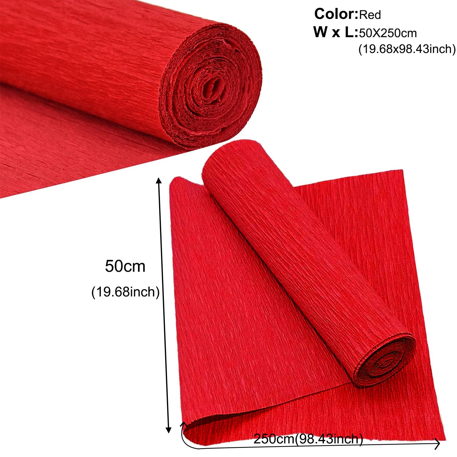 

12 цветов 50x250 см рулон цветной крепированной бумаги оригами гофрированная крепированная бумага крафт DIY цветы украшение подарочная упаковочная бумага крафт 50x250cm Red