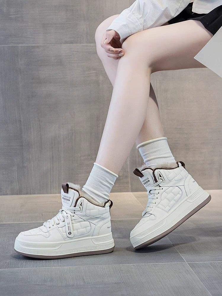 Thick-soled 2025 New Snow Boots Women's Winter Velvet Thickened Warm Flat-soled Super Soft High-top Casual Sports Shoes