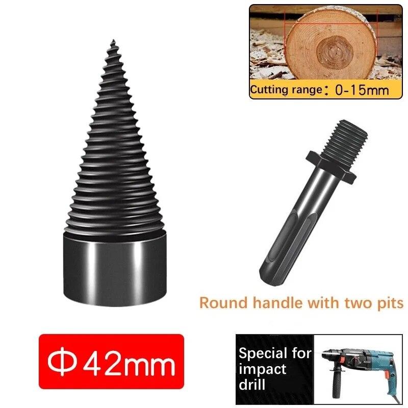 32/42/50mm Removable Wood Splitter Screw Cones Drill Bits Wood Square/Round/Hex Shank Drill Bit Firewood Log Splitter Drill Bit