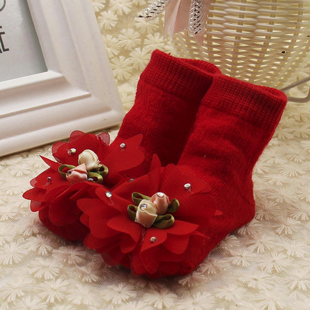 Baby Kids Girls Comfortable Floral Cute Cotton Sock Slippers Warm  Socks