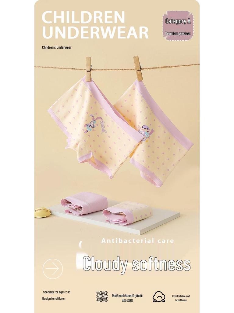 Reine Baumwollunterwäsche für Mädchen, Klasse A Boxer und Dreieckslips, Vier-Eck-Shorts für ältere Mädchen – Nicht einschneidendes Design