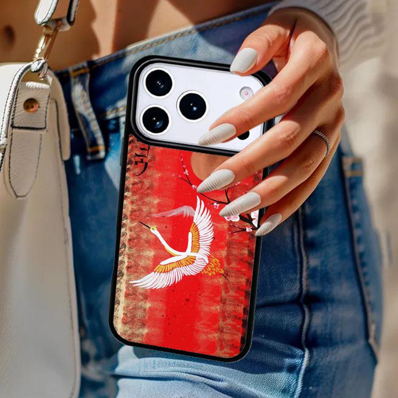 Red-crowned Crane Bird Phone Case For iPhone 17 Air 14 15 13 12 Max Cover For Apple 16e 11 Pro Max Plus Coque