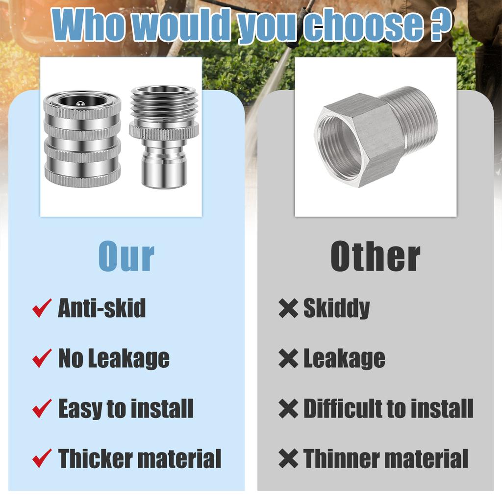 8/4PCS 3/4in Garden Hose Quick Connect Water Hose Fitting Stainless Steel Female and Male Connector Pressure Washer Pump Adapter