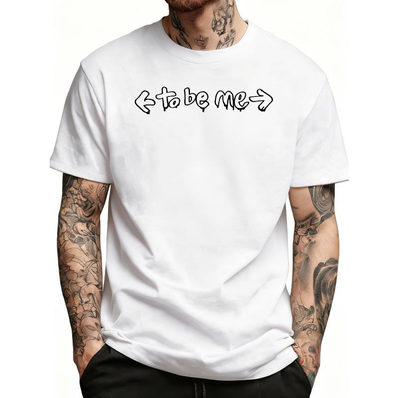

European sizes Men s Retro Funny T-Shirt - Breathable Soft Lightweight Short Sleeve Round Neck Top with to Be Me Graphic Print S белый