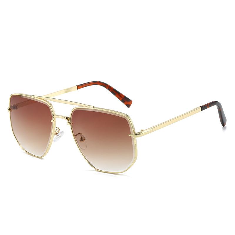 Men And Women Square Metal Double Beam Sunglasses Modern Retro Sunglasses