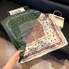 70x70cm Lightweight Cotton Silk Square Scarf With Boho Floral Print Breathable Neck Wrap Women