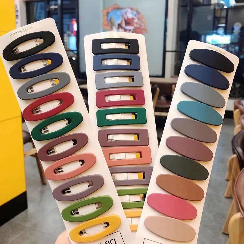 Korean Style Candy Color Frosted Oval Hair Clip for Girls