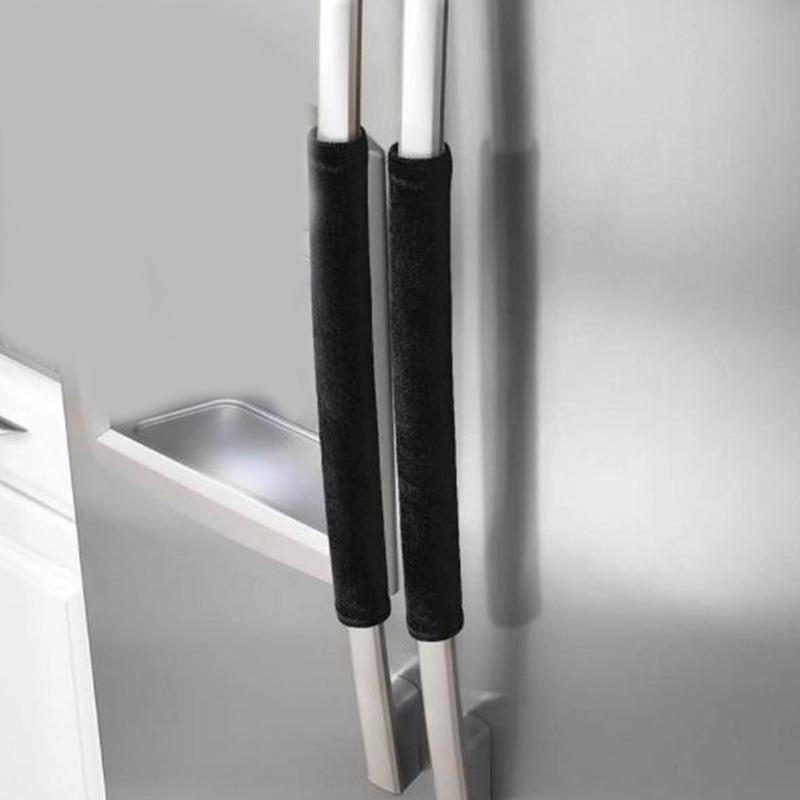 2Pcs/Set Refrigerator Door Handle Cover Kitchen Appliance Decor Fridge Oven Handle Antiskid Door Knob Protector Black Grey Red