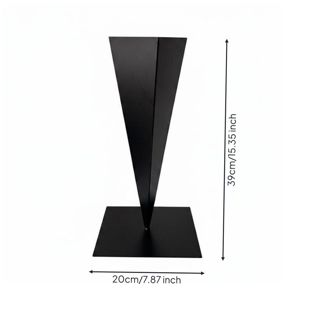 Black Iron Vase Modern Design Triangle Minimalist Style