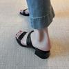 Sheepskin version~ retro thick heel with cool slippers women's summer soft soles are not tired feet slippers beach sandals women