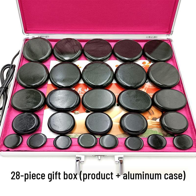20-Piece Volcanic Energy Stone Massage Set with Heating Box and Essential Oil