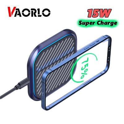 VAORLO Mini cargador inalámbrico de 15 W, carga rápida, compatible con 10 W, 7,5 W y 5 W, para iPhone, Xiaomi, Huawei, Samsung, Airpods, carga súper rápida, no caliente
