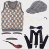 Grandfather Set Halloween Old Man Costume Set Grandpa Hat  Glasses Eyebrows Moustache for 100th Day of School
