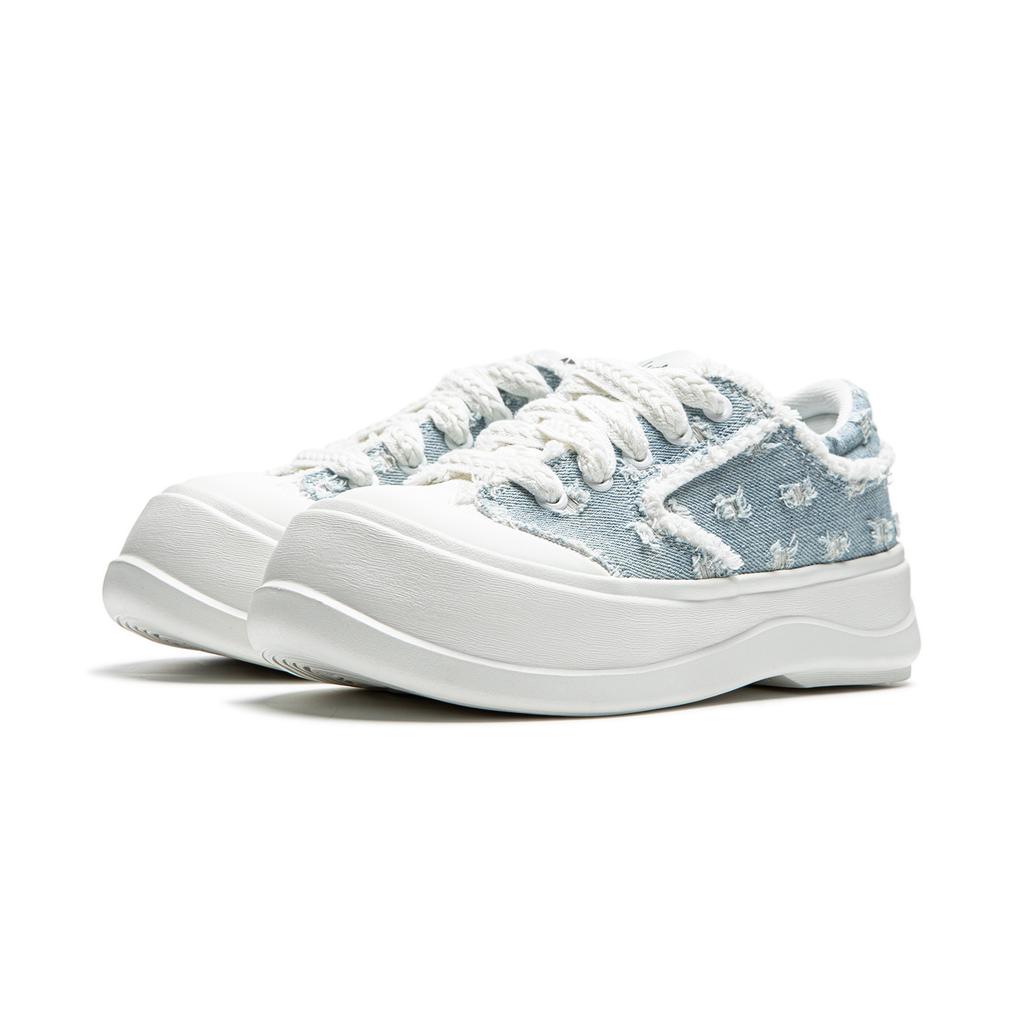 New LiNing Honey Platform Slip Resistant Abrasion Resistant Low Top Casual Shoes Women's Floral Blue AGCU186-6