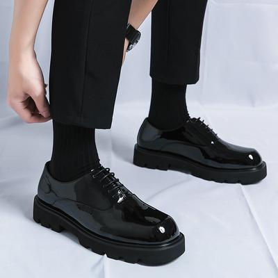 Men's Business Leather Shoes Foreign Trade New Men's Casual Leather Shoes Fashionable Thick-soled Glossy Wedding Shoes