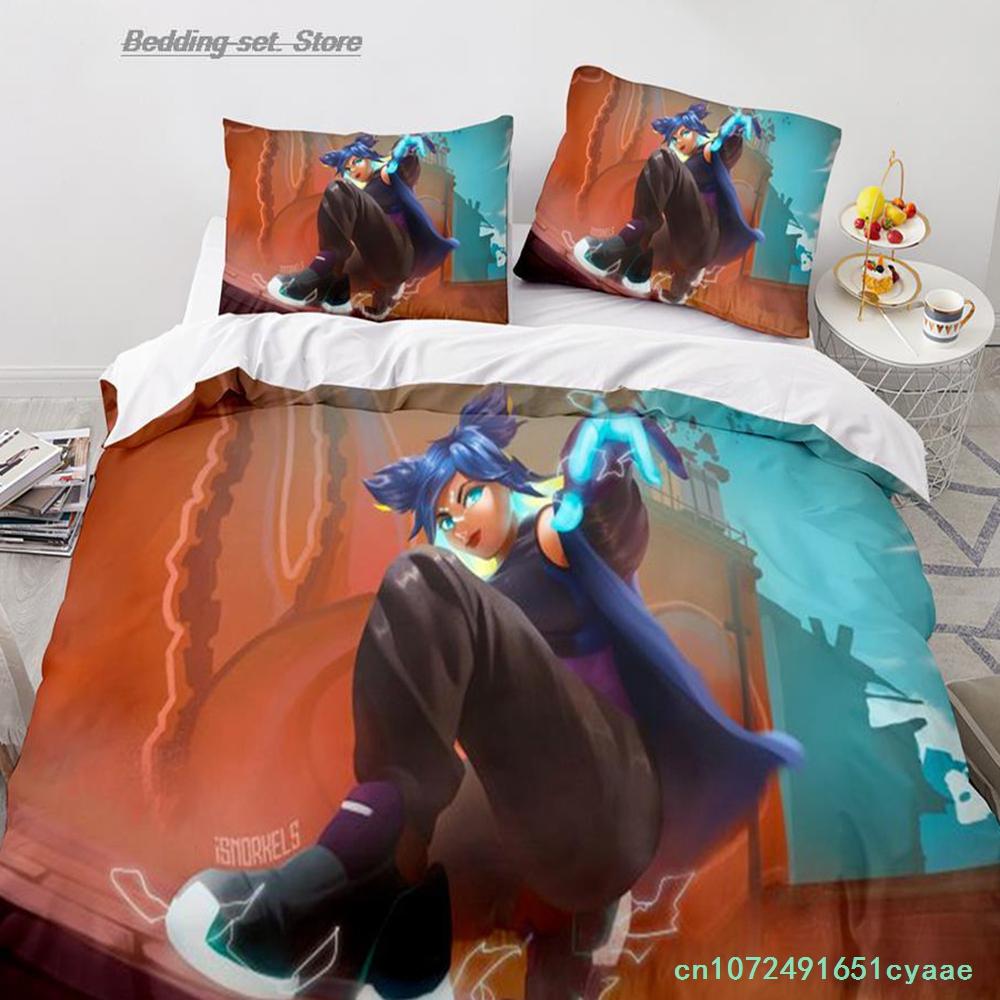 Gaming Valorant Bedding Set Single Twin Full Queen King Size Bed Set Aldult Kid Bedroom Duvetcover Sets 3D Print Anime 034