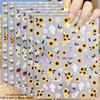 3 To 15 Sheets 5D Sunflower Daisy Nail Stickers Bee Ladybug Flower Decals Self Adhesive Spring Nail Art
