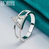 925 Sterling Silver AAA Zircon Triangle Ring Fashion Jewelry