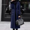 Slim Fit Lapel Coat Women Overcoat Double-breasted Turn-down Collar Cardigan Mid-calf Length Long Sleeves Pocket Jacket with Pockets OL Commuting