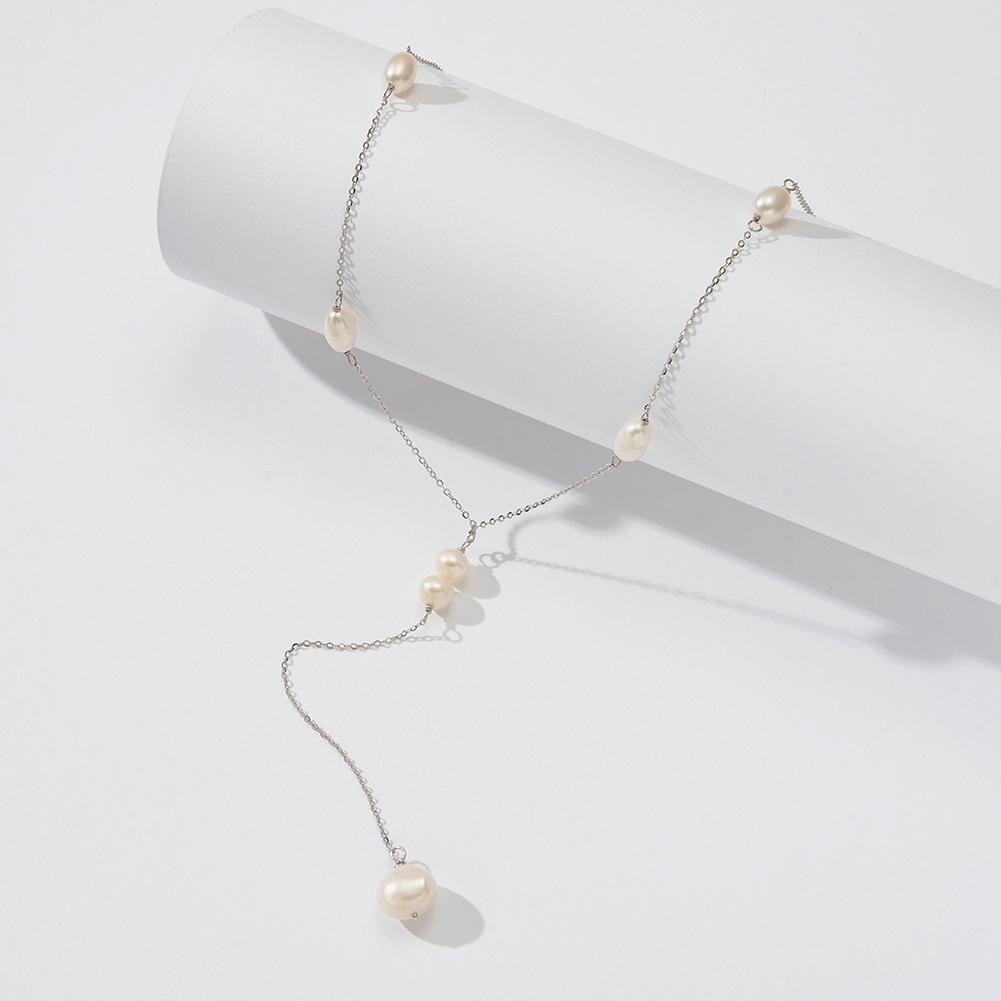 EFFIE QUEEN Elegant 925 Sterling Silver Freshwater Pearl Necklace for Women Double Layered Pearls Choker Necklace Jewelry BQN17