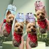 1PC Terrier Dog Red Ribbon Print 750ml Color Plastic Sports Water Bottle Leakproof Flip Straw Lid Suitable for Sports Office Home Use