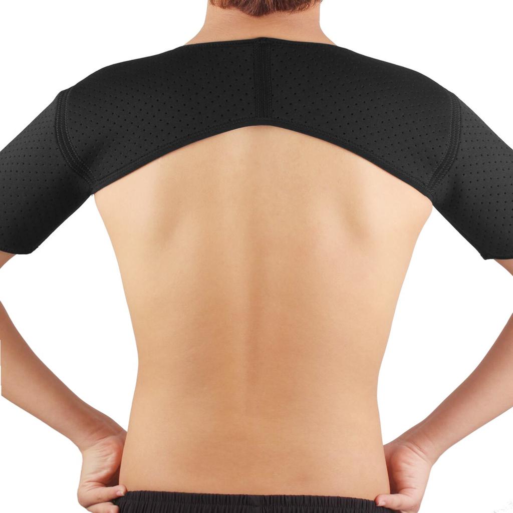 SX641 Black Sports Double Shoulder Brace Support Strap Wrap Belt Band Pad