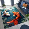 Luxurious Lucky Koi Fish Yin Yang Carp Cartoon Rug for Bedroom Living Room Sofa Home Doormat Decor,Large Kids Non-slip Floor Mat