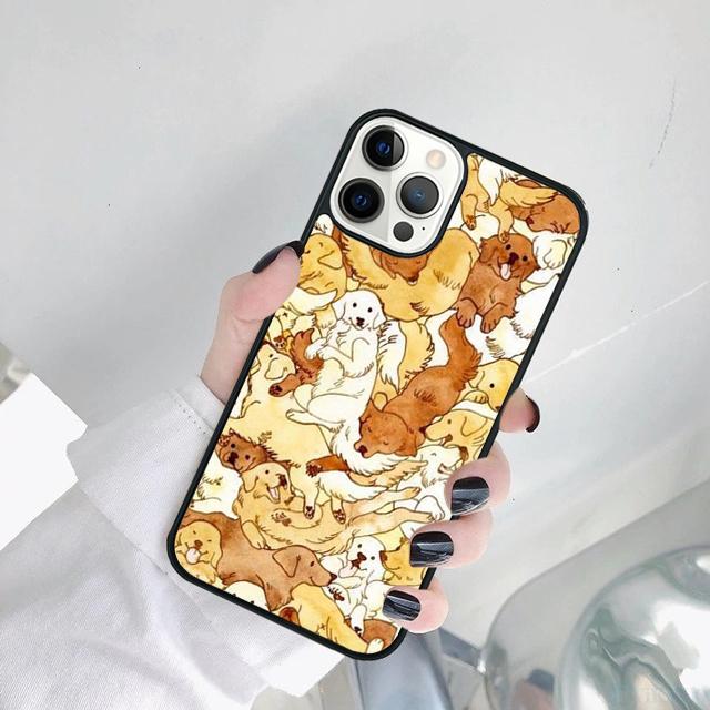 Cartoon Golden Retriever Dog Phone Case Cover For iPhone 17 Air 15 16 14 11 12 13 Pro MAX Plus Coque