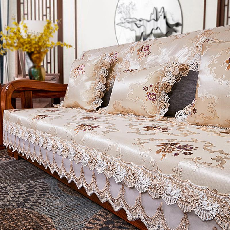 

Кружевной чехол для дивана с европейской вышивкой, нескользящий чехол для дивана, декор для гостиной, четырехсезонные универсальные чехлы для диванов, подушка, полотенце 50x60