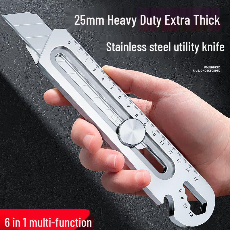 DEWO 25mm Heavy Duty Craft Knife, Industrial Grade 6-in-1 Extra Large Wallpaper & Electrician Knife.