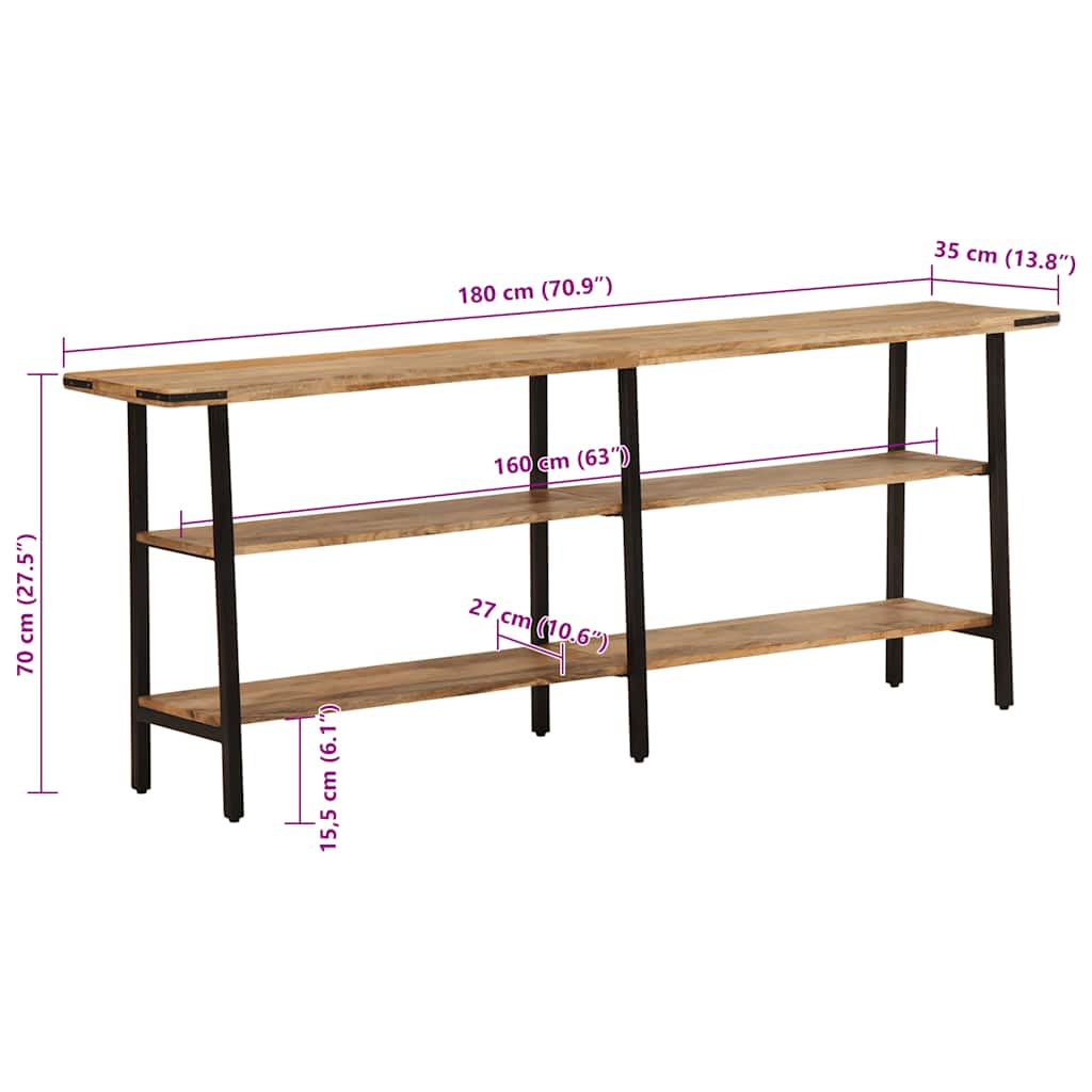 Console Table 180 x 35 x 70 cm Solid Mango Wood