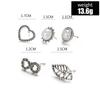 5 pairs Vintage Ear Studs Alloy Imitation Pearl Leaf Earrings Eardrop Gift for Women