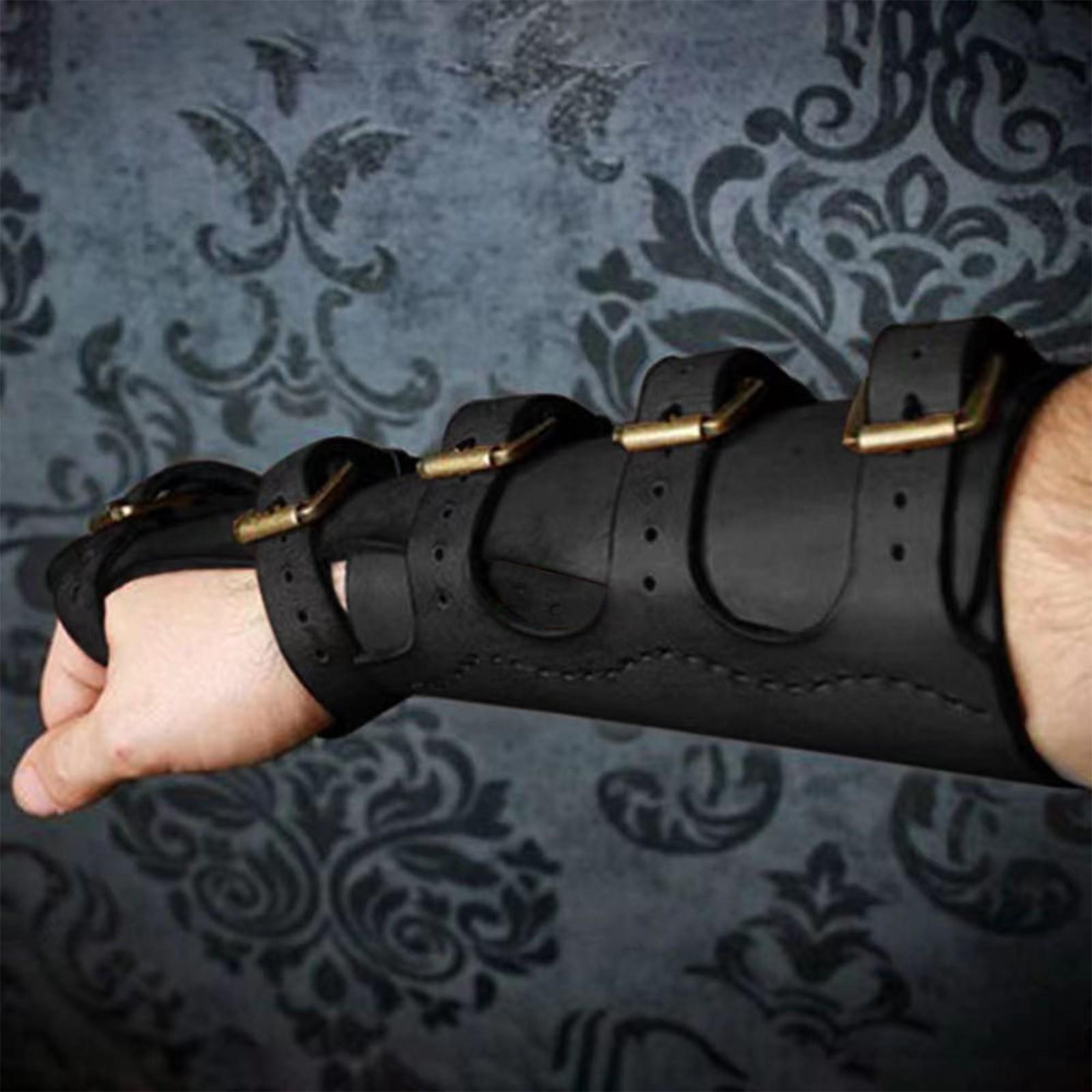 

Мужской браслет и нарукавник в стиле рыцаря-панка из искусственной кожи One Size чёрный