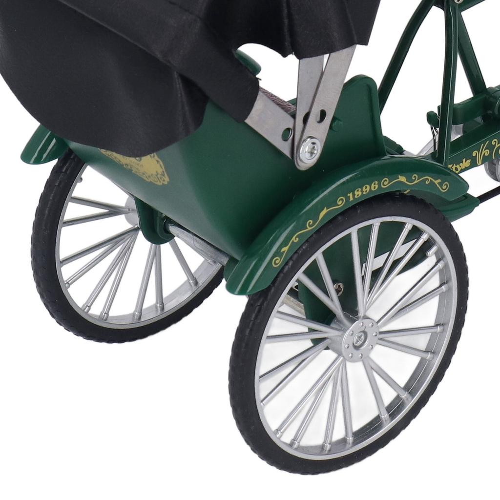 Rickshaw Model Retro Design Decorative Interesting Alloy 3 Wheel Rickshaw Desktop Ornament for Decoration