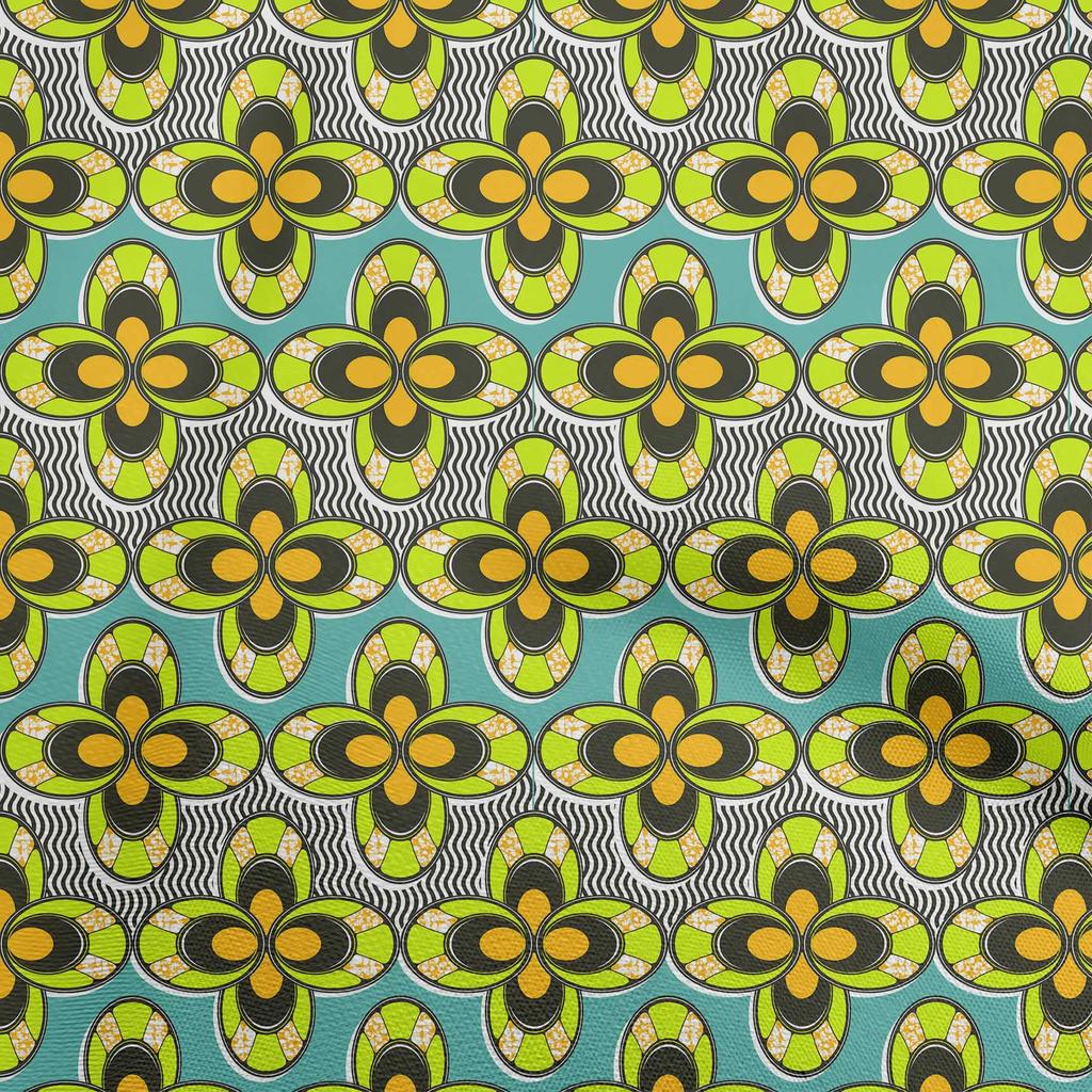 oneOone Cotton Flex Green Fabric African Sewing Material Print Fabric by The Yard 40 Inch