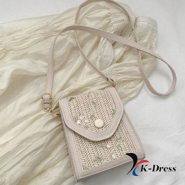 Tobit Embroidered Flower Bag Structured Bag Envelope Bag Mini Bag Auxiliary Bag Rattan Bag Crossbody Women's Bag (2 Colors)