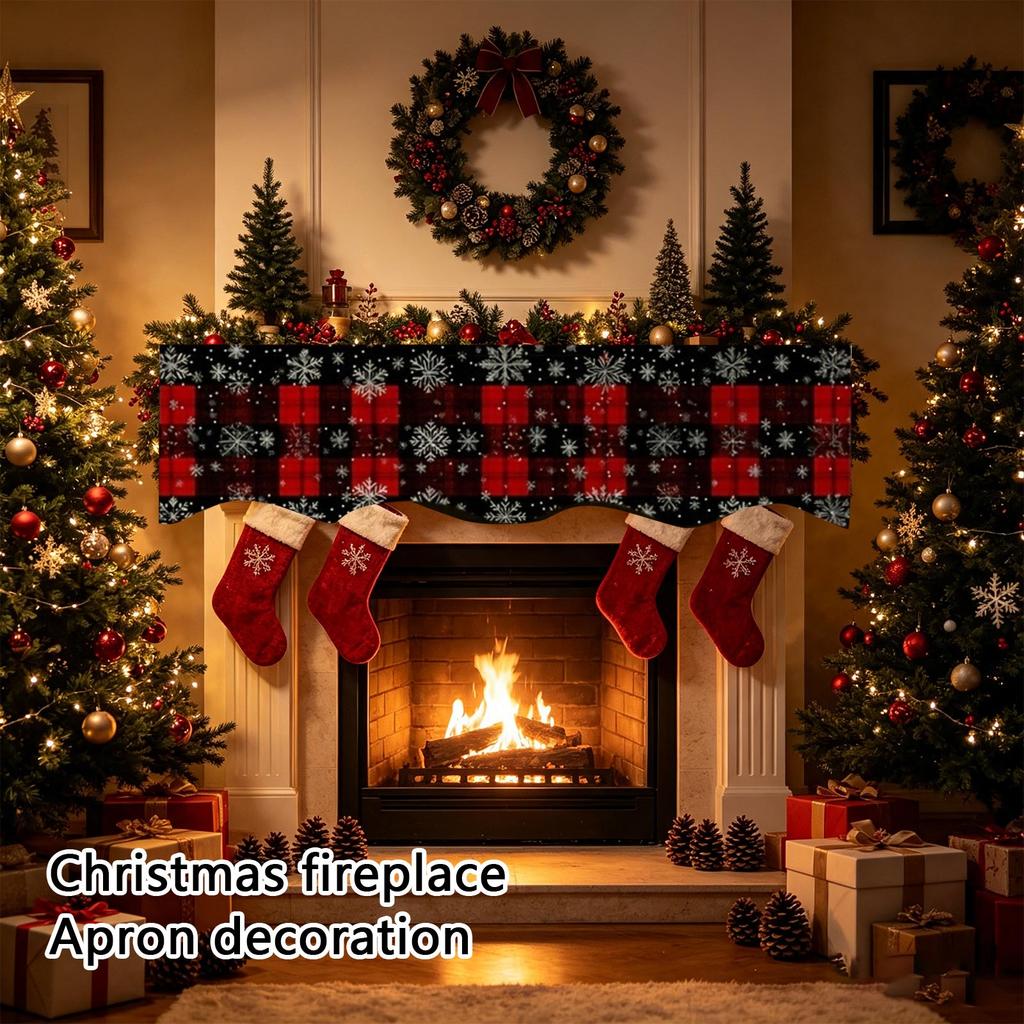 Festive Christmas Fireplace Mantel Scarf for Holiday Table Decoration Winter Home