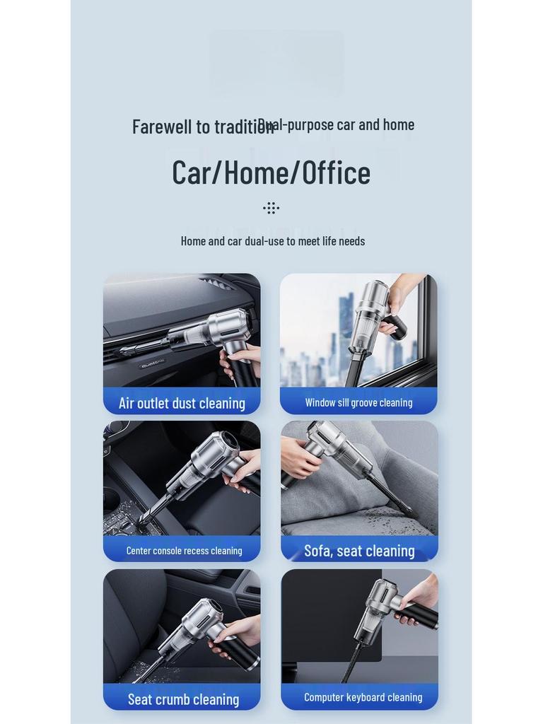Three-Speed Wireless Car Vacuum Cleaner with High Suction and Power Display