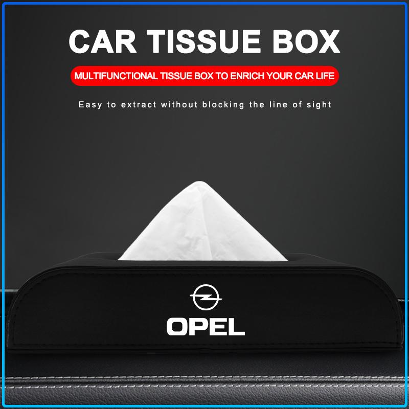 1pcs Car Tissue Box Holder Armrest Box Storage Case Emblem For Opel Astra H G J Insignia Mokka Zafira Corsa Vectra B C D