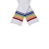 Rainbow Stripe Stockings With White Sneakers Casual Sporty Chic Look Vibrant Colors Comfortable Daily Wear Soft Breathable