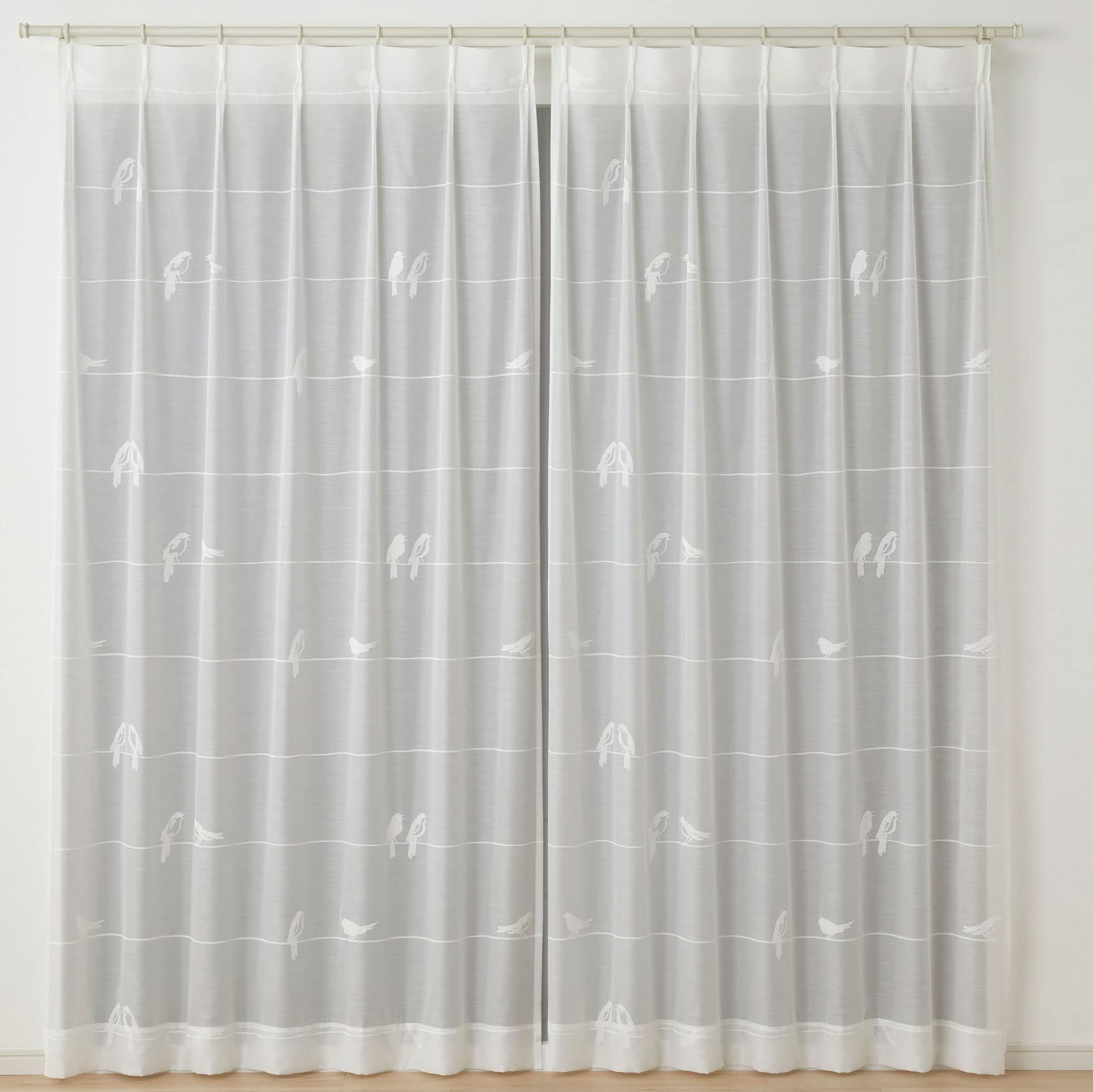 

Suminoe Моющиеся белые кружевные шторы с одним изображением птицы 100 x 198 1 панель, Вуаль, см, V1353, белый