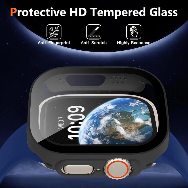 Tempered Glass Integrated PC Watch Case for Apple Watch Series 6/5/4/SE 44mm, Full Surrounded Anti-Fall Protective Cover, Case Only