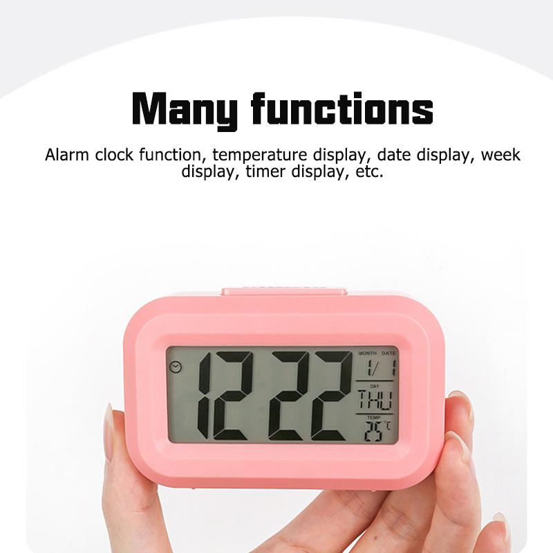 Multifunctional Digital Alarm Clock Electronic Digital Alarm Screen Desktop Clock Date Temperature Display With Night Lighting