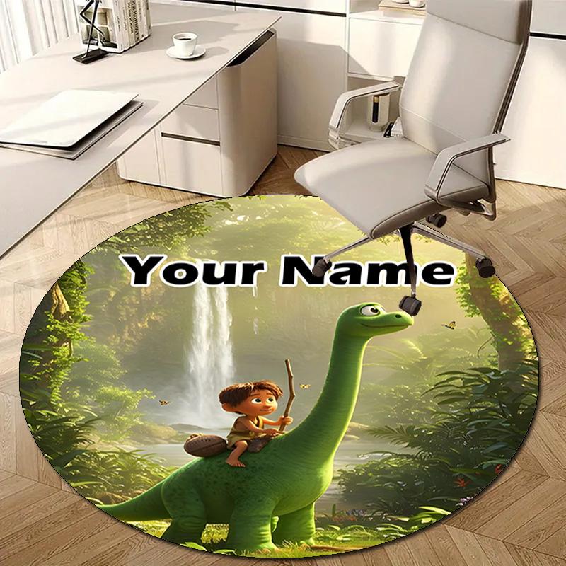 Personalized Good Dinosaur Round Chair Office Rug - Perfect for Mat, Office Chair & More - Ideal Gift for Birthdays and Holidays